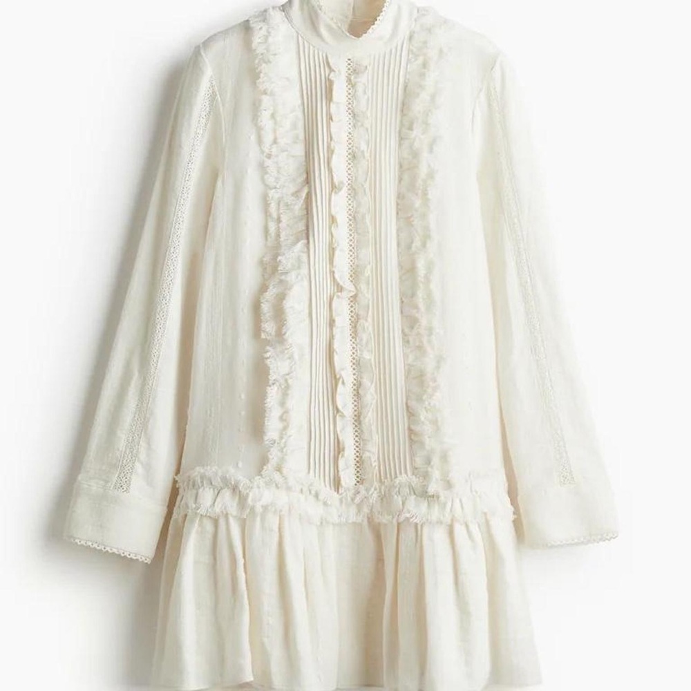 Boho white dress , long sleeved